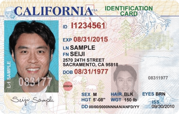 California DMV identification card